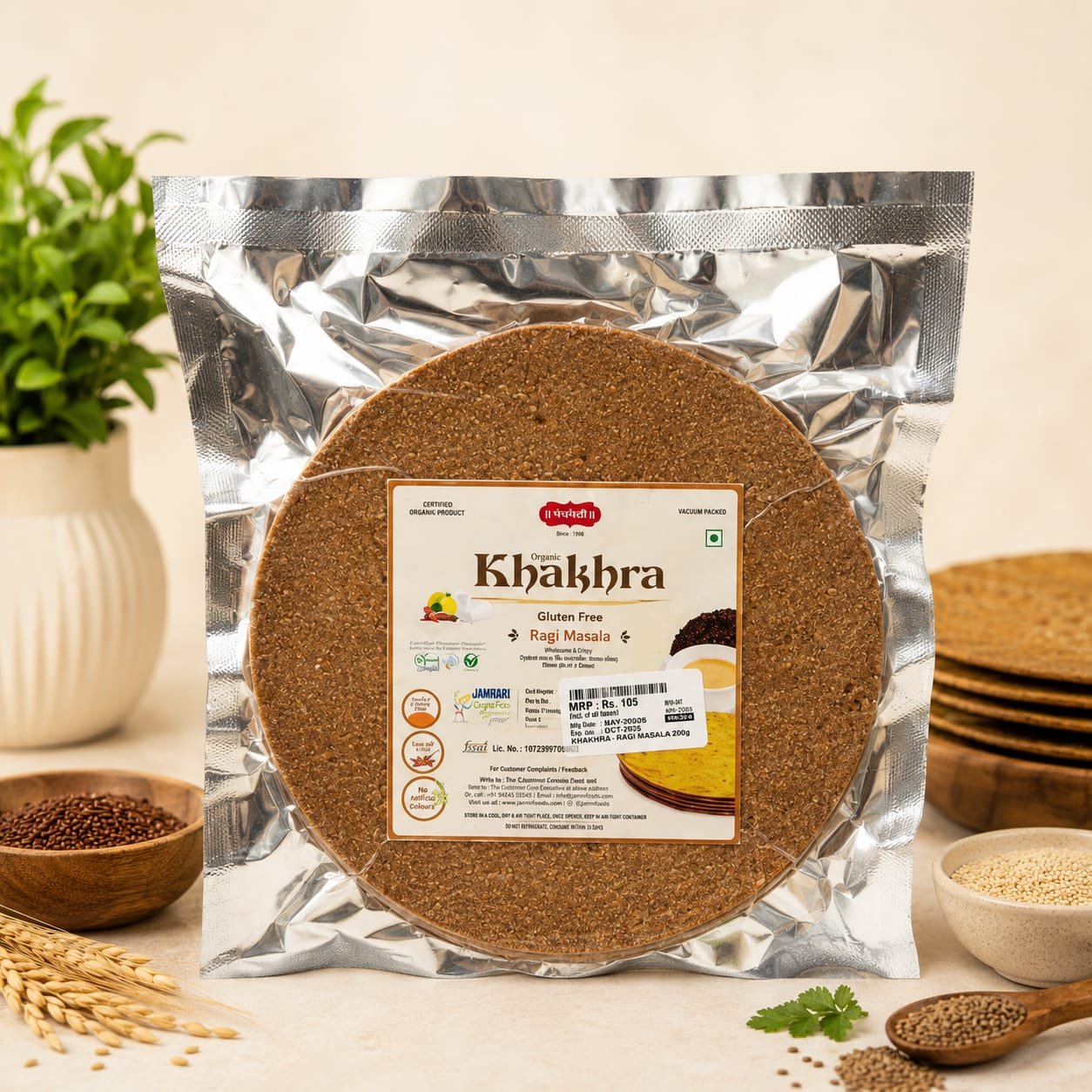 Gluten Free Ragi Masala Khakhra