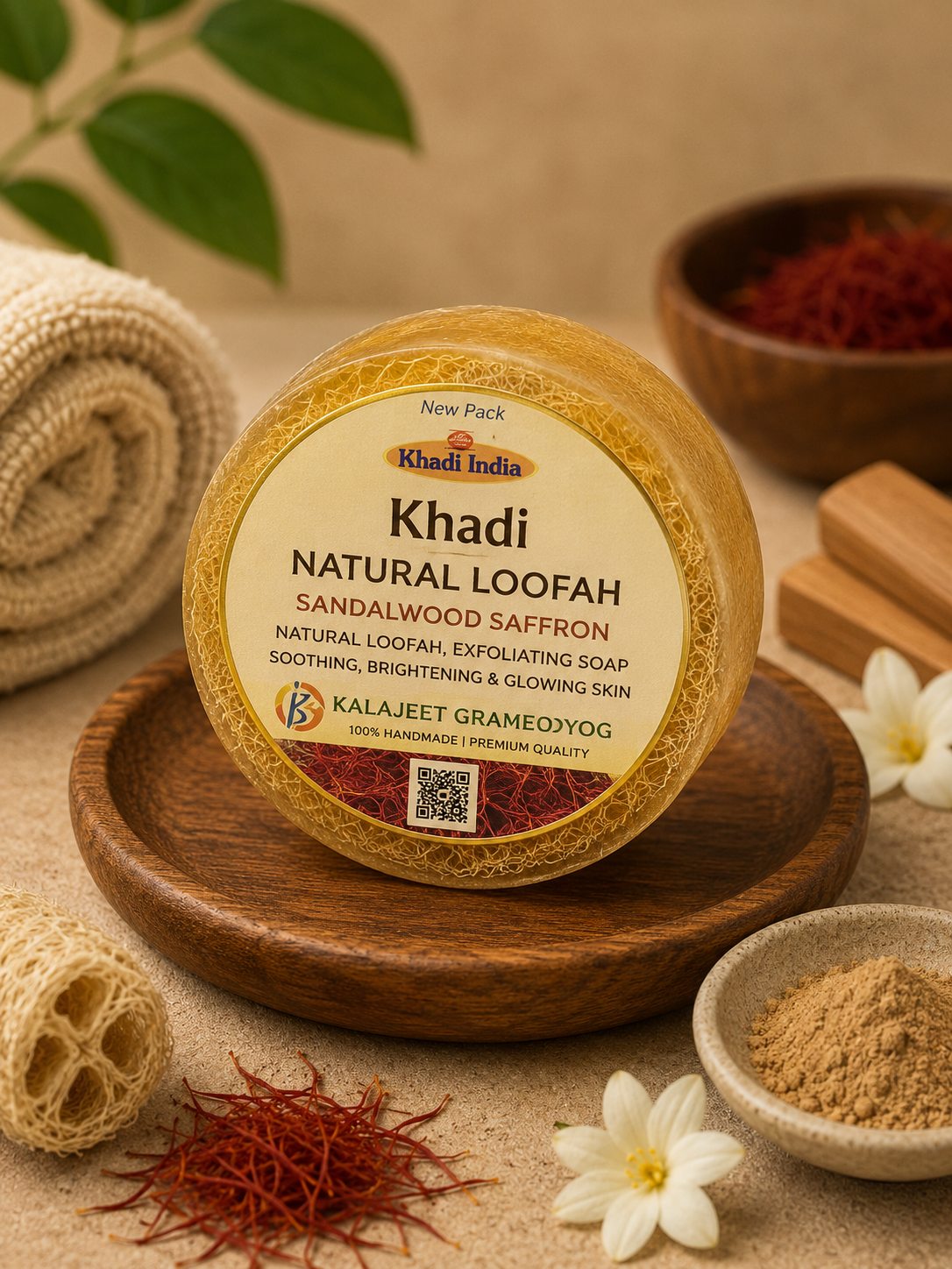 khadi Natural Loofah Sandwood Saffron